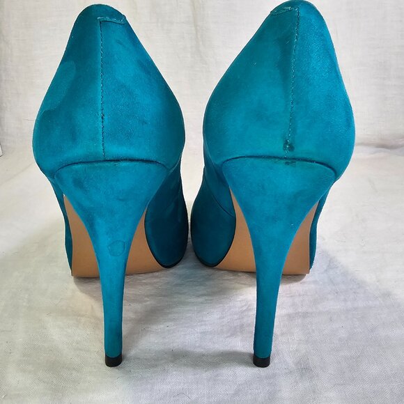 Talbots 8W Skyla 2 Suede 4.25” Stiletto Heels Pumps Teal Turquoise - Picture 5 of 15